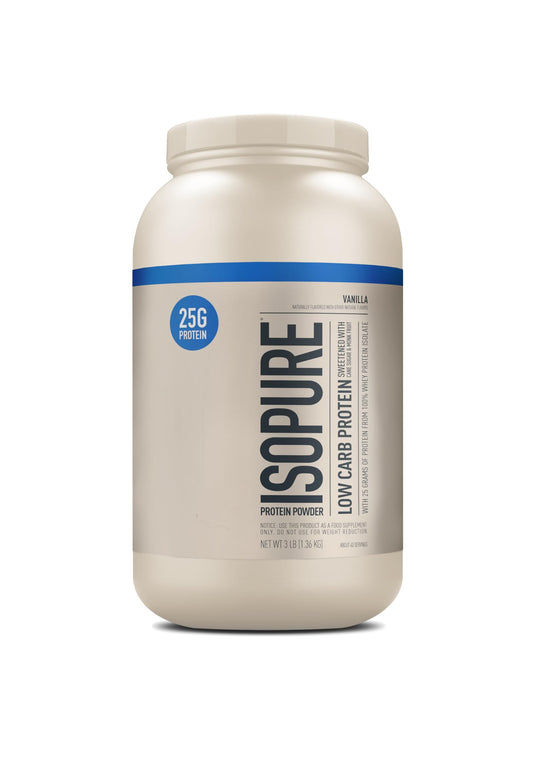 Isopure Low Carb 100% Pure Whey Isolate Protein Powder Lactose Free Gluten Free With Vitamins Vanilla 25g Protein Per Serving 3 Lbs 40 Servings