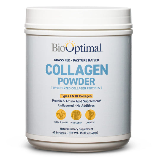 BioOptimal Collagen Peptides Powder - Grass-Fed Pasture-Raised Hydrolyzed Protein Supplement for Skin Hair & Nails - Non-GMO Zero Sugar Daily Supplement for Men & Women (45 Servings)