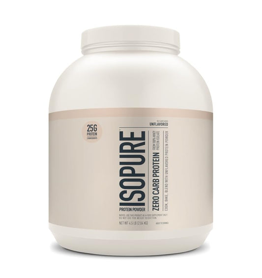 Isopure Zero Carb 100% Pure Whey Isolate Protein Powder Lactose Free Gluten Free with Vitamins Unflavored 25g Protein Per Serving 4.5 Lbs 50 Servings